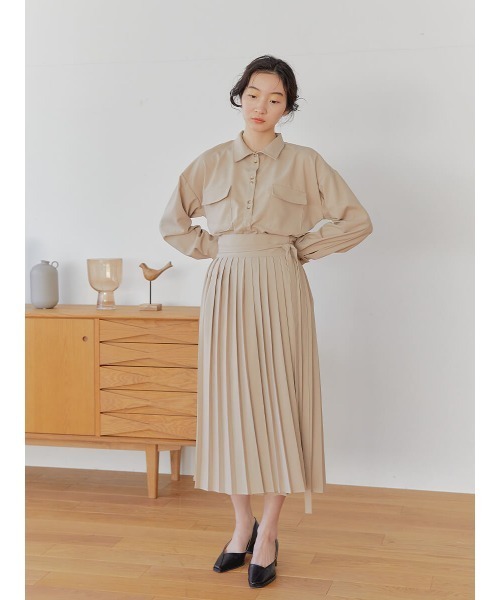 Ayla(アイラ)の「lap pleats skirt(スカート・レディース・ベージュ/コバルトブルー/チャコールグレー・FREE)」の5枚目の写真