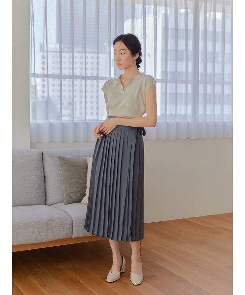 Ayla(アイラ)の「lap pleats skirt(スカート・レディース・ベージュ/コバルトブルー/チャコールグレー・FREE)」の10枚目の写真