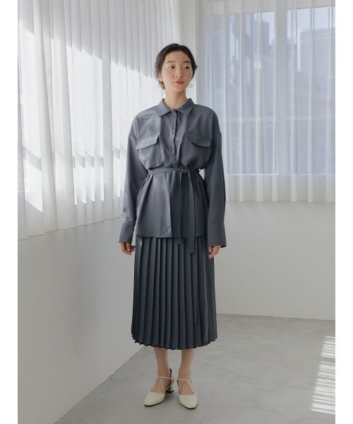 Ayla(アイラ)の「lap pleats skirt(スカート・レディース・ベージュ/コバルトブルー/チャコールグレー・FREE)」の14枚目の写真
