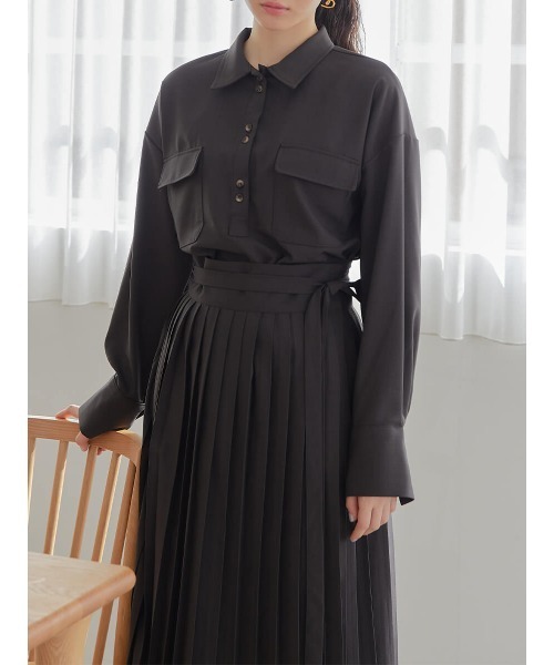 Ayla(アイラ)の「lap pleats skirt(スカート・レディース・ベージュ/コバルトブルー/チャコールグレー・FREE)」の17枚目の写真