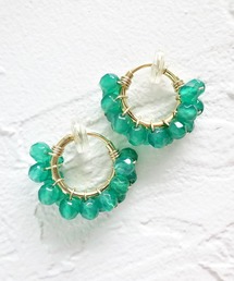 【marinaJEWELRY】Green Onyx wrapped earrings