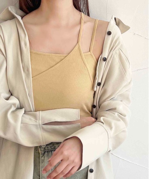 apres jour clair（アプレジュールクレア）の「【apres jour clair】【待望のSサイズ登場！】カップ付リブレイヤードキャミ（キャミソール・レディース・アイボリー/オレンジ/ブラウン系その他/ベージュ/グリーン系その他/ワインレッド/ミント/ブラック/オレンジ系その他/ライトブルー/ネイビー/ピンクベージュ/ブルー系その他/イエロー系その他/グリーン・フリー/X-LARGE/SMALL）」の11枚目の写真