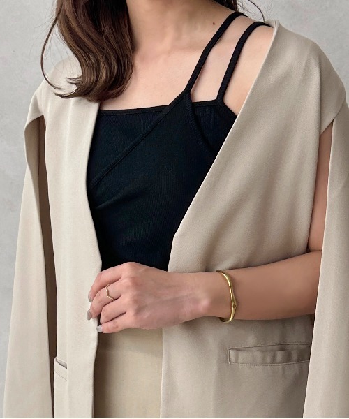 apres jour clair（アプレジュールクレア）の「【apres jour clair】【待望のSサイズ登場！】カップ付リブレイヤードキャミ（キャミソール・レディース・アイボリー/オレンジ/ブラウン系その他/ベージュ/グリーン系その他/ワインレッド/ミント/ブラック/オレンジ系その他/ライトブルー/ネイビー/ピンクベージュ/ブルー系その他/イエロー系その他/グリーン・フリー/X-LARGE/SMALL）」の22枚目の写真