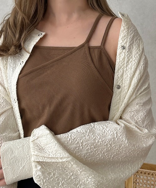 apres jour clair（アプレジュールクレア）の「【apres jour clair】【待望のSサイズ登場！】カップ付リブレイヤードキャミ（キャミソール・レディース・アイボリー/オレンジ/ブラウン系その他/ベージュ/グリーン系その他/ワインレッド/ミント/ブラック/オレンジ系その他/ライトブルー/ネイビー/ピンクベージュ/ブルー系その他/イエロー系その他/グリーン・フリー/X-LARGE/SMALL）」の18枚目の写真