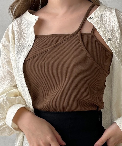 apres jour clair（アプレジュールクレア）の「【apres jour clair】【待望のSサイズ登場！】カップ付リブレイヤードキャミ（キャミソール・レディース・アイボリー/オレンジ/ブラウン系その他/ベージュ/グリーン系その他/ワインレッド/ミント/ブラック/オレンジ系その他/ライトブルー/ネイビー/ピンクベージュ/ブルー系その他/イエロー系その他/グリーン・フリー/X-LARGE/SMALL）」の20枚目の写真