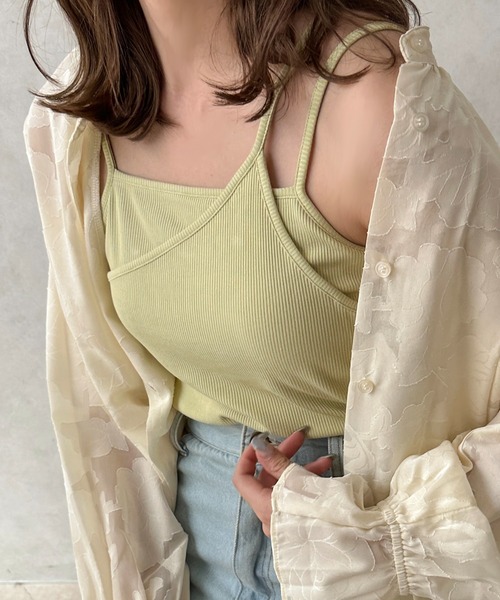 apres jour clair（アプレジュールクレア）の「【apres jour clair】【待望のSサイズ登場！】カップ付リブレイヤードキャミ（キャミソール・レディース・アイボリー/オレンジ/ブラウン系その他/ベージュ/グリーン系その他/ワインレッド/ミント/ブラック/オレンジ系その他/ライトブルー/ネイビー/ピンクベージュ/ブルー系その他/イエロー系その他/グリーン・フリー/X-LARGE/SMALL）」の17枚目の写真