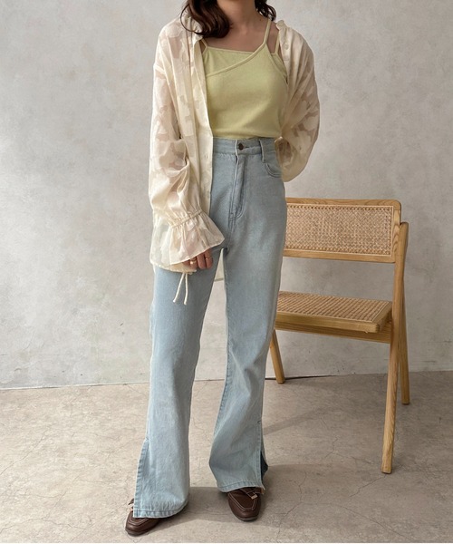 apres jour clair（アプレジュールクレア）の「【apres jour clair】【待望のSサイズ登場！】カップ付リブレイヤードキャミ（キャミソール・レディース・アイボリー/オレンジ/ブラウン系その他/ベージュ/グリーン系その他/ワインレッド/ミント/ブラック/オレンジ系その他/ライトブルー/ネイビー/ピンクベージュ/ブルー系その他/イエロー系その他/グリーン・フリー/X-LARGE/SMALL）」の16枚目の写真