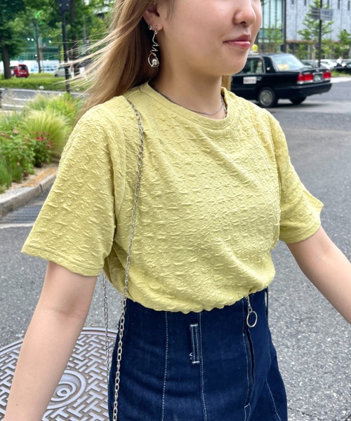 CPCM(シーピーシーエム)の「クラッシュJQ半袖短丈T(Tシャツ/カットソー・レディース・オフホワイト/ブラック/ライトグリーン/ブルー・FREE)」の3枚目の写真