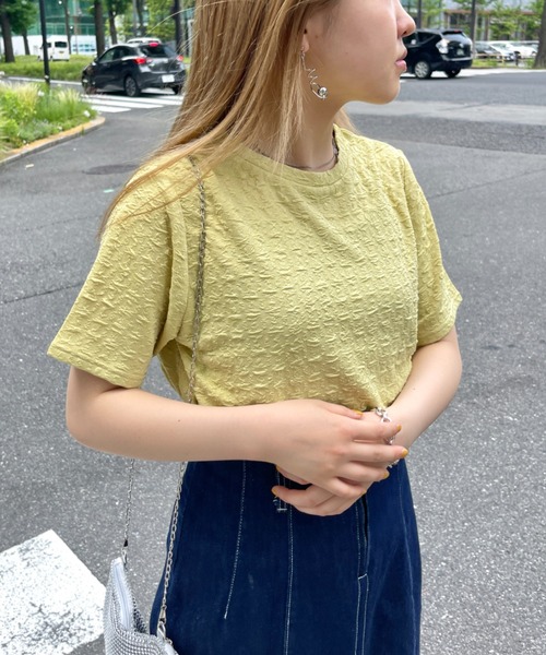 CPCM(シーピーシーエム)の「クラッシュJQ半袖短丈T(Tシャツ/カットソー・レディース・オフホワイト/ブラック/ライトグリーン/ブルー・FREE)」の15枚目の写真