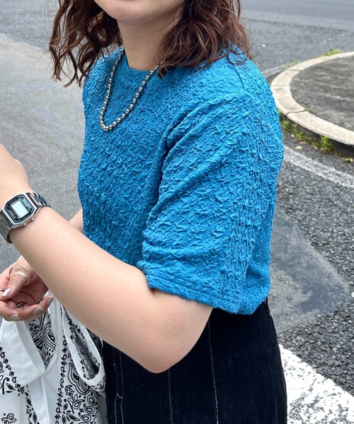 CPCM(シーピーシーエム)の「クラッシュJQ半袖短丈T(Tシャツ/カットソー・レディース・オフホワイト/ブラック/ライトグリーン/ブルー・FREE)」の13枚目の写真