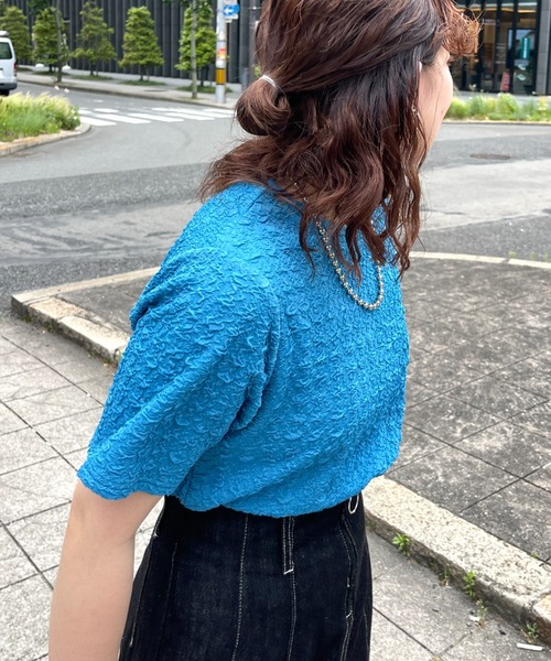 CPCM(シーピーシーエム)の「クラッシュJQ半袖短丈T(Tシャツ/カットソー・レディース・オフホワイト/ブラック/ライトグリーン/ブルー・FREE)」の16枚目の写真