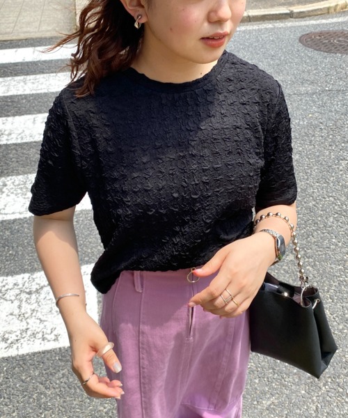 CPCM(シーピーシーエム)の「クラッシュJQ半袖短丈T(Tシャツ/カットソー・レディース・オフホワイト/ブラック/ライトグリーン/ブルー・FREE)」の14枚目の写真
