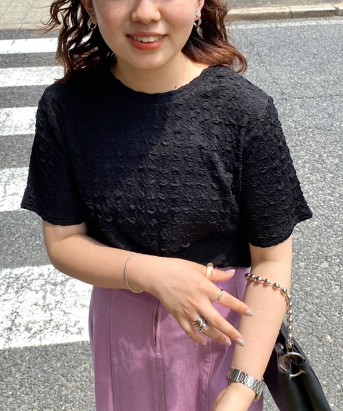 CPCM(シーピーシーエム)の「クラッシュJQ半袖短丈T(Tシャツ/カットソー・レディース・オフホワイト/ブラック/ライトグリーン/ブルー・FREE)」の22枚目の写真