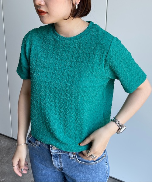 CPCM(シーピーシーエム)の「クラッシュJQ半袖短丈T(Tシャツ/カットソー・レディース・オフホワイト/ブラック/ライトグリーン/ブルー・FREE)」の10枚目の写真