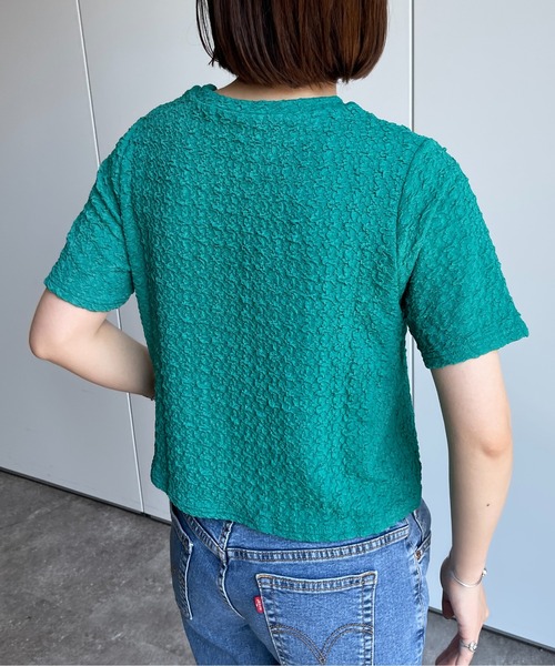CPCM(シーピーシーエム)の「クラッシュJQ半袖短丈T(Tシャツ/カットソー・レディース・オフホワイト/ブラック/ライトグリーン/ブルー・FREE)」の7枚目の写真