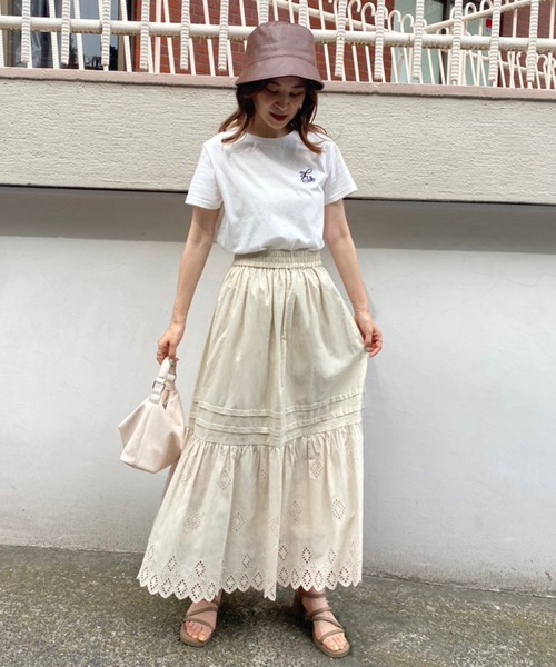 one after another NICE CLAUP(ワンアフターアナザーナイスクラップ)の「スカラレースコットンスカート(スカート・レディース・ブラック/ベージュ/オフホワイト/ピンク・FREE)」の13枚目の写真