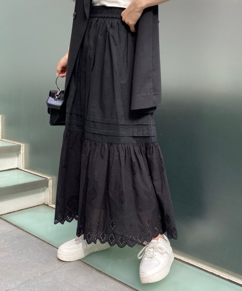one after another NICE CLAUP(ワンアフターアナザーナイスクラップ)の「スカラレースコットンスカート(スカート・レディース・ブラック/ベージュ/オフホワイト/ピンク・FREE)」の21枚目の写真