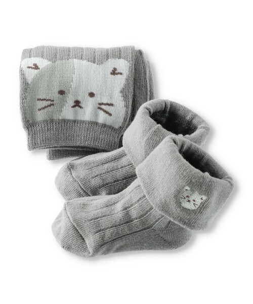 BRANSHES(ブランシェス)の「【あにまるシリーズ】スパッツ+ソックスセット(ねこ・うさぎ・こあら・くま)(ベビーシューズ/ベビーソックス・キッズ・チャコールグレー/ベージュ/ライトグリーン/アイボリー・FREE)」の3枚目の写真