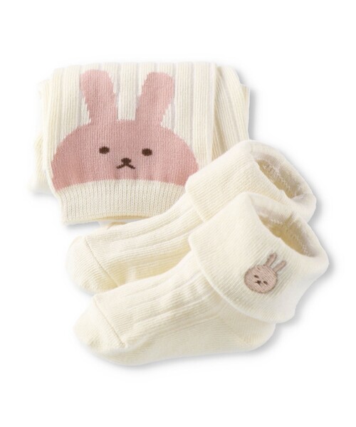 BRANSHES(ブランシェス)の「【あにまるシリーズ】スパッツ+ソックスセット(ねこ・うさぎ・こあら・くま)(ベビーシューズ/ベビーソックス・キッズ・チャコールグレー/ベージュ/ライトグリーン/アイボリー・FREE)」の5枚目の写真
