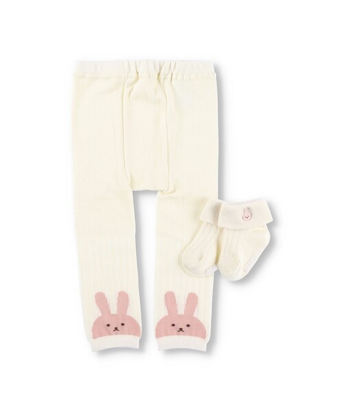 BRANSHES(ブランシェス)の「【あにまるシリーズ】スパッツ+ソックスセット(ねこ・うさぎ・こあら・くま)(ベビーシューズ/ベビーソックス・キッズ・チャコールグレー/ベージュ/ライトグリーン/アイボリー・FREE)」の6枚目の写真
