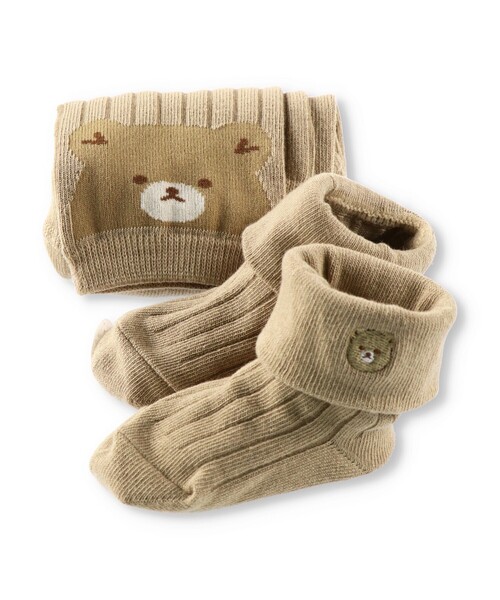 BRANSHES(ブランシェス)の「【あにまるシリーズ】スパッツ+ソックスセット(ねこ・うさぎ・こあら・くま)(ベビーシューズ/ベビーソックス・キッズ・チャコールグレー/ベージュ/ライトグリーン/アイボリー・FREE)」の15枚目の写真