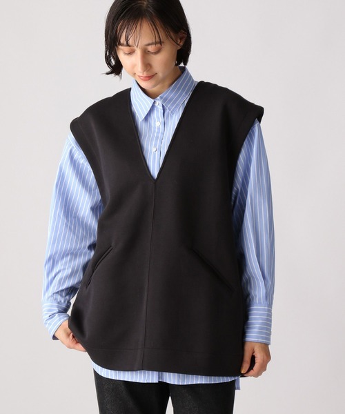 A part by（アパートバイ）の「セットアップ対応／ボンディングVベスト　348102（ベスト・レディース・ブラック/ライトグレー/ライトブラウン・FREE）」の15枚目の写真