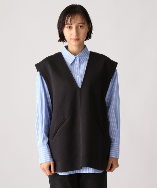 A part by（アパートバイ）の「セットアップ対応／ボンディングVベスト　348102（ベスト・レディース・ブラック/ライトグレー/ライトブラウン・FREE）」の16枚目の写真