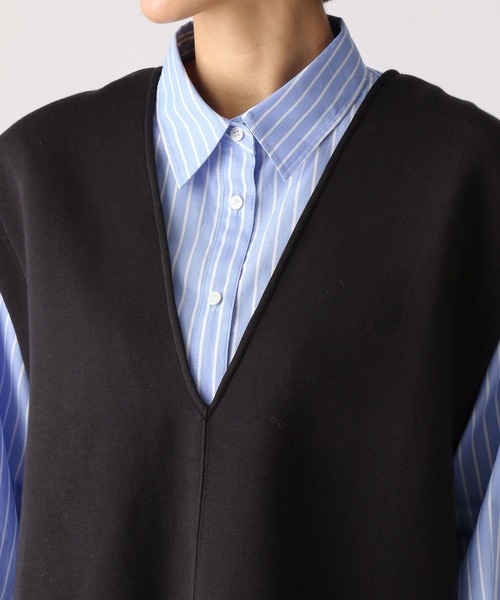 A part by（アパートバイ）の「セットアップ対応／ボンディングVベスト　348102（ベスト・レディース・ブラック/ライトグレー/ライトブラウン・FREE）」の19枚目の写真