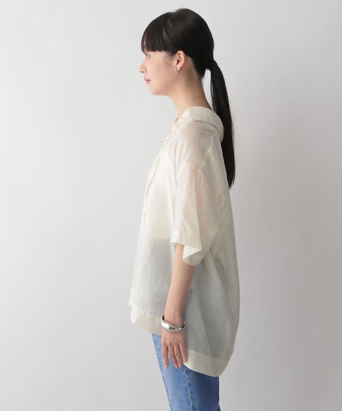 LOWRYS FARM（ローリーズファーム）の「シアースキッパーシャツ６分袖　346354（シャツ/ブラウス・レディース・ブラウン/ブルー/アイボリー・FREE）」の11枚目の写真