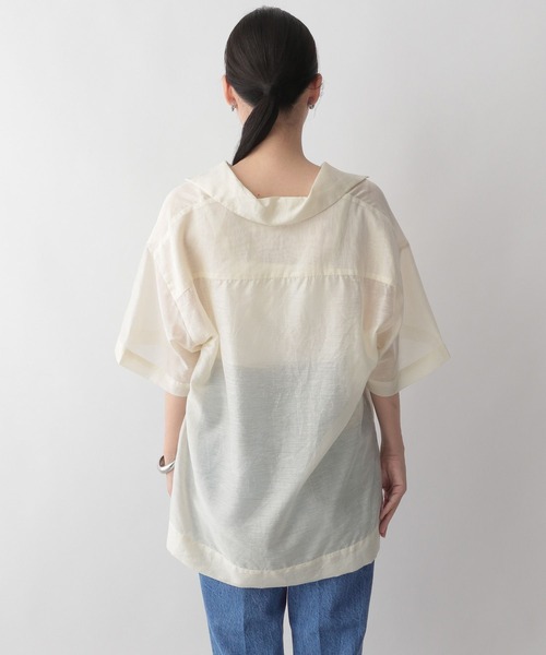 LOWRYS FARM（ローリーズファーム）の「シアースキッパーシャツ６分袖　346354（シャツ/ブラウス・レディース・ブラウン/ブルー/アイボリー・FREE）」の12枚目の写真