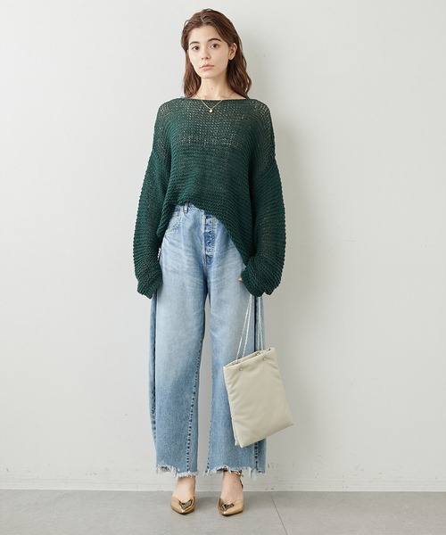 Whim Gazette(ウィムガゼット)の「ローゲージコットンプルオーバー(ニット/セーター・レディース・ブラック/ダークグリーン/ベージュ・FREE)」の11枚目の写真
