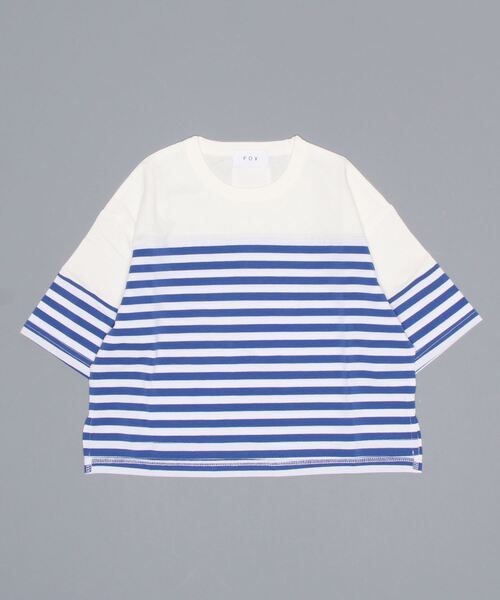FOV(フォブ)の「FOV/フォブ ボーダー切替 L/S Tシャツ(Tシャツ/カットソー・キッズ・ブルー/ブラック・M/L/XL/S)」の5枚目の写真