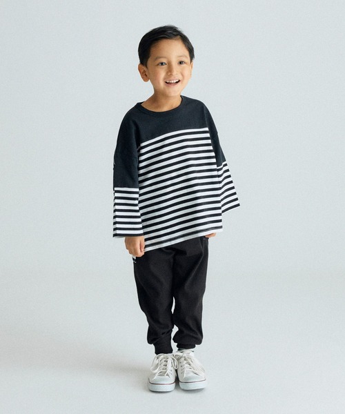 FOV(フォブ)の「FOV/フォブ ボーダー切替 L/S Tシャツ(Tシャツ/カットソー・キッズ・ブルー/ブラック・M/L/XL/S)」の6枚目の写真