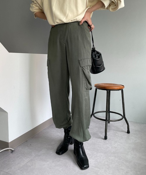 CAPRICIEUX LE'MAGE(カプリシューレマージュ)の「ストーンウォッシュカーゴパンツ(カーゴパンツ・レディース・ベージュ/カーキ・FREE)」の1枚目の写真