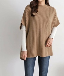 サイドスリットポンチョニットベスト