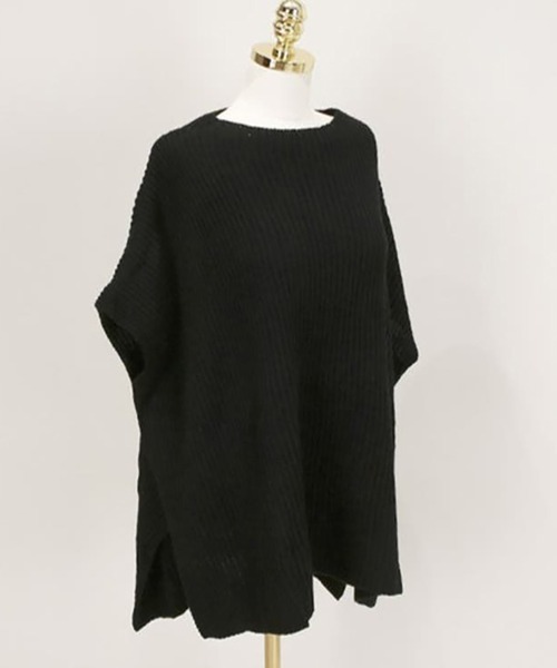 Ulysses（ユリシス）の「サイドスリットポンチョニットベスト（ベスト・レディース・ブラック/ベージュ/グレー/キャメル・F）」の18枚目の写真