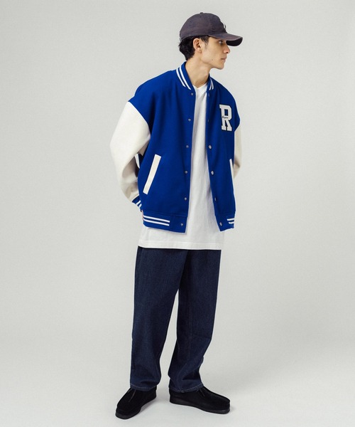 Ressaca(レサーカ)の「オーバーサイズ 刺繍ウールテックメルトンスタジャン(スタジャン・メンズ・グリーン/ブラック/ブラウン/ネイビー/マスタード/ブルー・XL/M/L)」の14枚目の写真