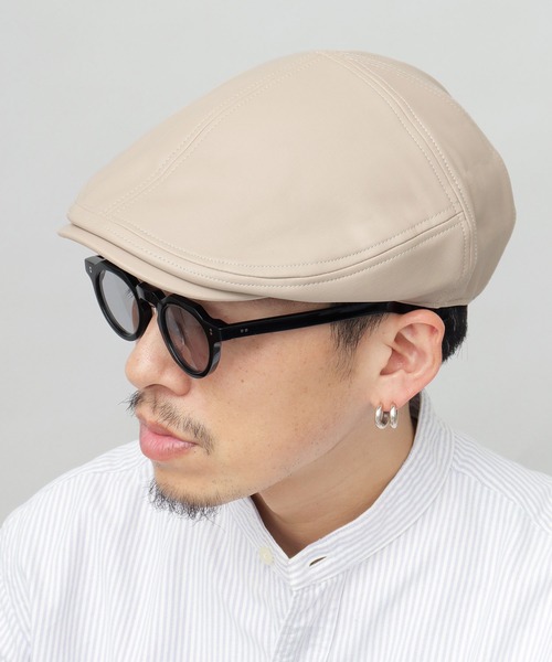 Basiquenti（ベーシックエンティ）の「レザー調 パネル切り替え ハンチング（ハンチング/ベレー帽・メンズ・ブラック/ダークブラウン/ベージュ・FREE）」の6枚目の写真