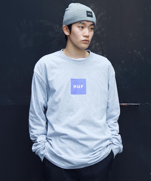 HUF(ハフ)の「HUF / ハフ ESSENTIALS BOX LOGO L/S TEE ボックスロゴ ロンT(Tシャツ/カットソー・メンズ・ホワイト/ブラック/グレー・SMALL/MEDIUM/LARGE/X-LARGE/XX-LARGE)」の3枚目の写真