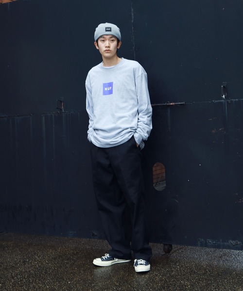 HUF(ハフ)の「HUF / ハフ ESSENTIALS BOX LOGO L/S TEE ボックスロゴ ロンT(Tシャツ/カットソー・メンズ・ホワイト/ブラック/グレー・SMALL/MEDIUM/LARGE/X-LARGE/XX-LARGE)」の9枚目の写真