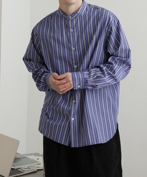 マルチストライプバンドカラーシャツ