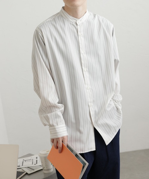 COLONY 2139（コロニートゥーワンスリーナイン）の「マルチストライプバンドカラーシャツ（シャツ/ブラウス・メンズ・ホワイト/ブルー・MEDIUM/LARGE）」の15枚目の写真
