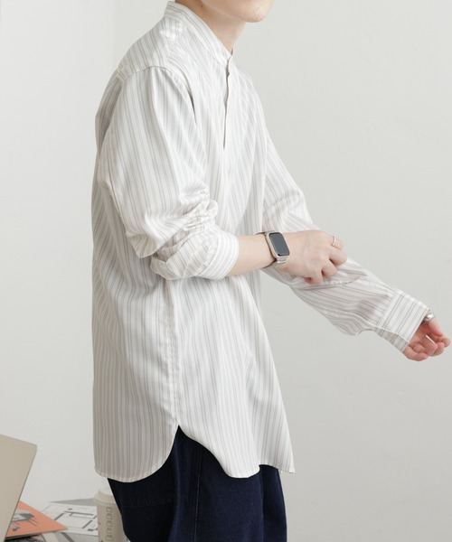 COLONY 2139（コロニートゥーワンスリーナイン）の「マルチストライプバンドカラーシャツ（シャツ/ブラウス・メンズ・ホワイト/ブルー・MEDIUM/LARGE）」の11枚目の写真