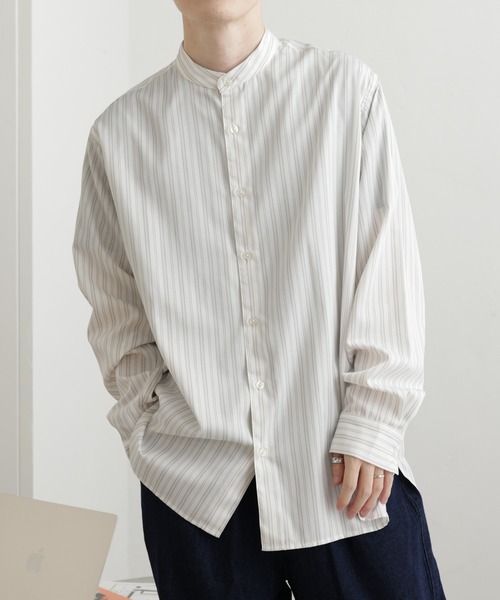 COLONY 2139（コロニートゥーワンスリーナイン）の「マルチストライプバンドカラーシャツ（シャツ/ブラウス・メンズ・ホワイト/ブルー・MEDIUM/LARGE）」の3枚目の写真