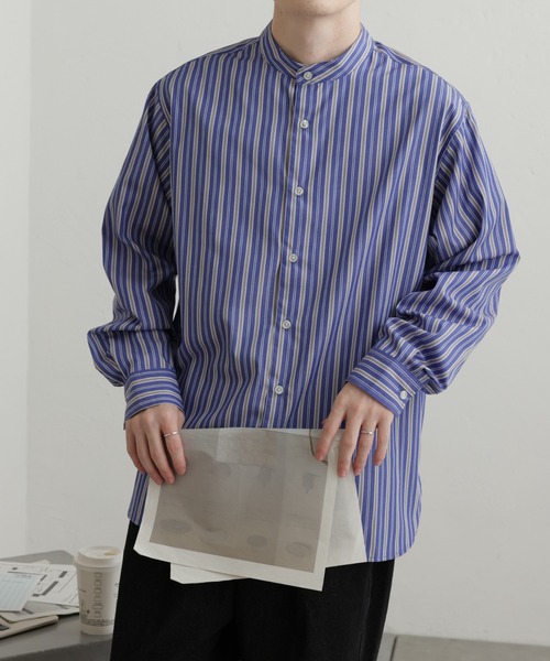 COLONY 2139（コロニートゥーワンスリーナイン）の「マルチストライプバンドカラーシャツ（シャツ/ブラウス・メンズ・ホワイト/ブルー・MEDIUM/LARGE）」の12枚目の写真