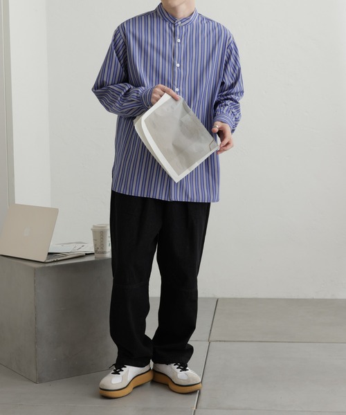 COLONY 2139（コロニートゥーワンスリーナイン）の「マルチストライプバンドカラーシャツ（シャツ/ブラウス・メンズ・ホワイト/ブルー・MEDIUM/LARGE）」の21枚目の写真