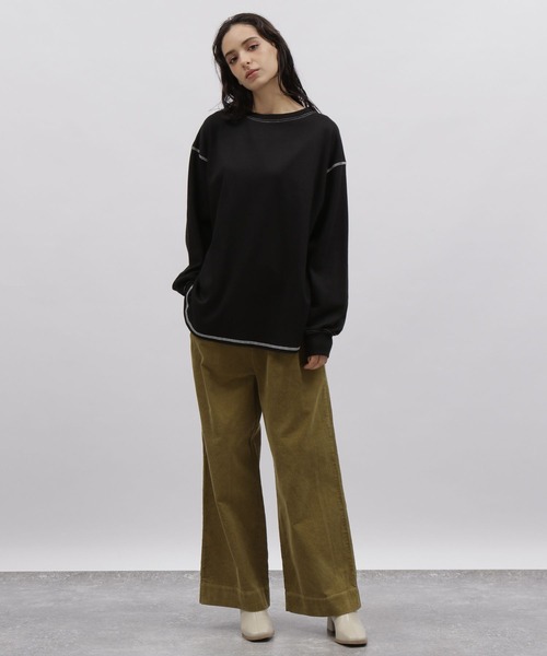 LAKOLE(ラコレ)の「配色ステッチロングスリーブプルオーバー / 166807(Tシャツ/カットソー・レディース・ブラック/ベージュ/オフホワイト・SMALL/MEDIUM)」の9枚目の写真