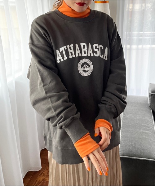 LOWRYS FARM（ローリーズファーム）の「カコウロゴウラケロングスリーブ　169402（スウェット・レディース・チャコールグレー/ブルー/アイボリー・FREE）」の4枚目の写真