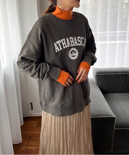 LOWRYS FARM（ローリーズファーム）の「カコウロゴウラケロングスリーブ　169402（スウェット・レディース・チャコールグレー/ブルー/アイボリー・FREE）」の6枚目の写真