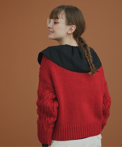 EDIT Gris(エディットグリ)の「ケーブルショートカーディガン(カーディガン/ボレロ・レディース・ブラック/レッド/ブルー/アイボリー・FREE)」の7枚目の写真